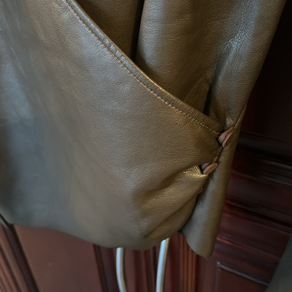 OAK & FORT brown vegan leather wrap top size small - Picture 12 of 13